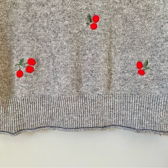 Gray Retro Cherry Pattern Sweater - Picture 5 of 7